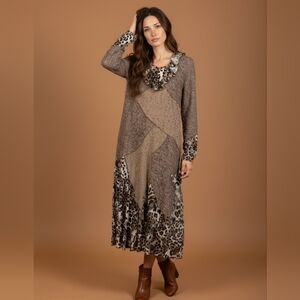 Chic Patchwork Long Sleeve Dress